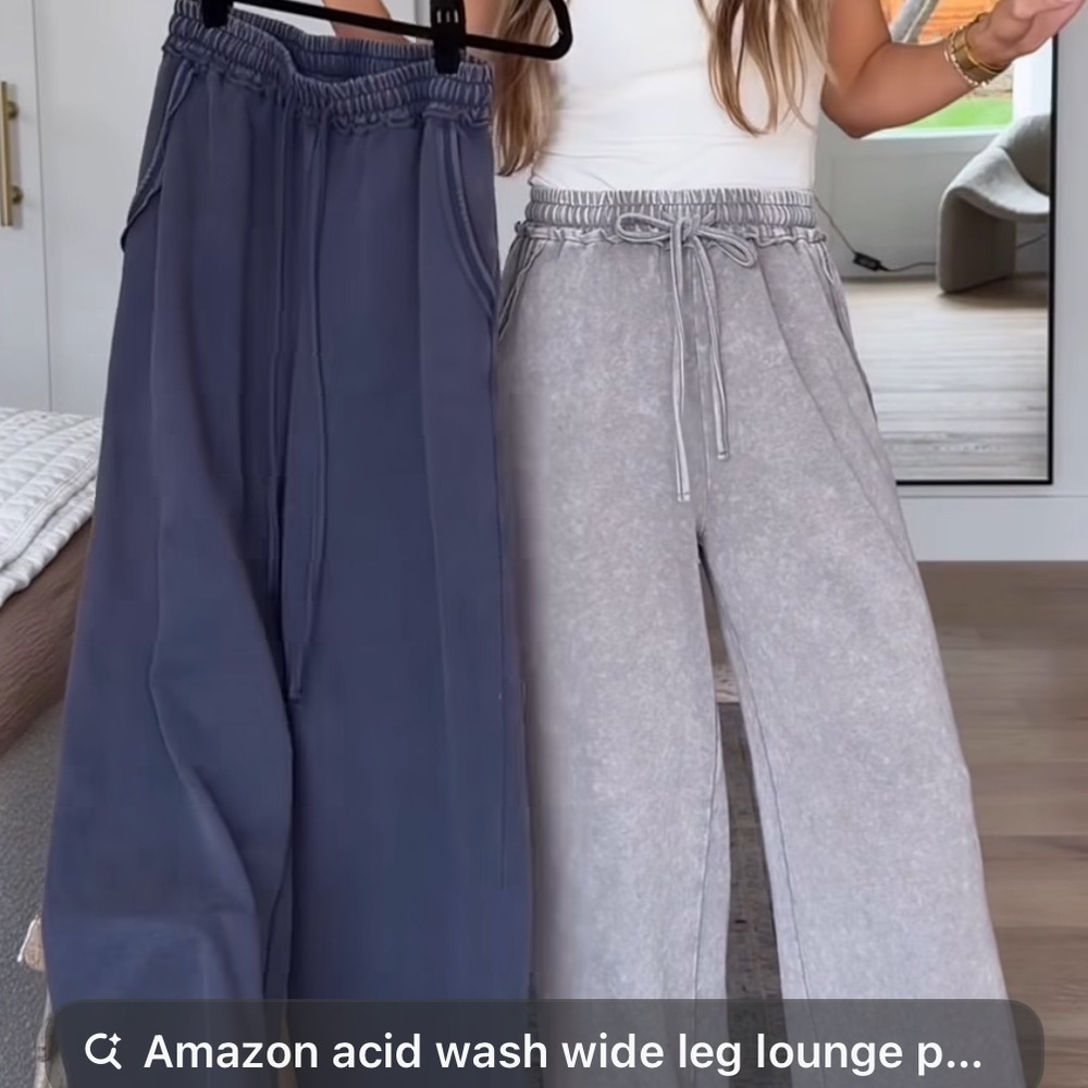 Wide-Leg Drawstring Sweatpants - Blue
